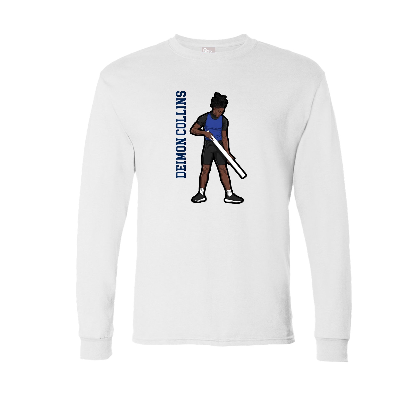 Long Sleeve Tee — Name Vertical in White