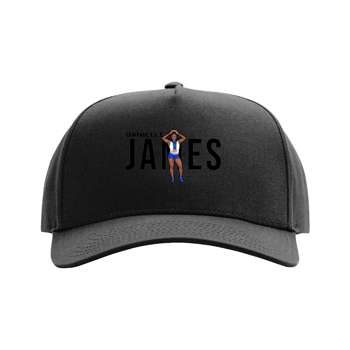 Full Fabric Five-Panel Champ Cap — Player Name in Black