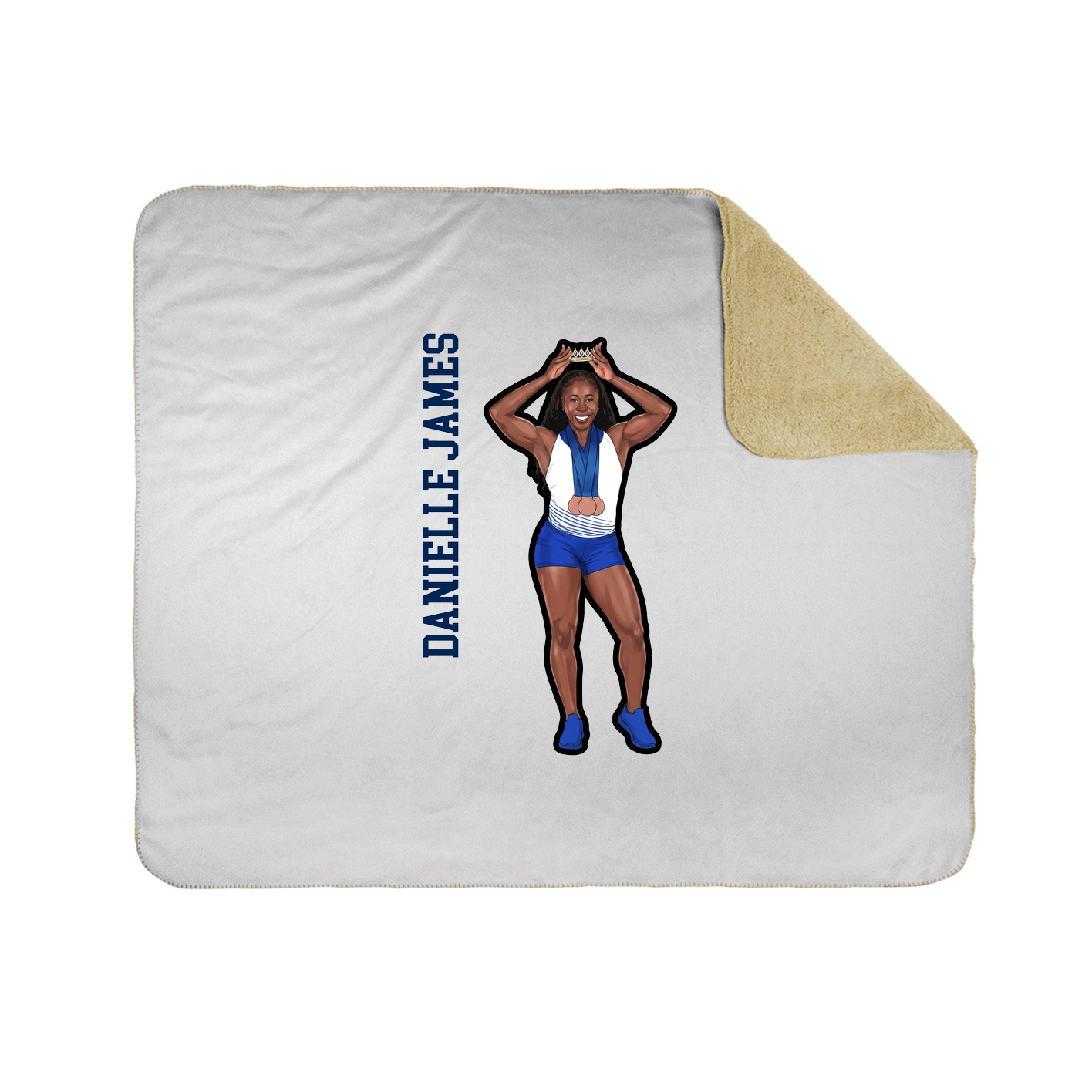Throw Blanket — Name Vertical in White