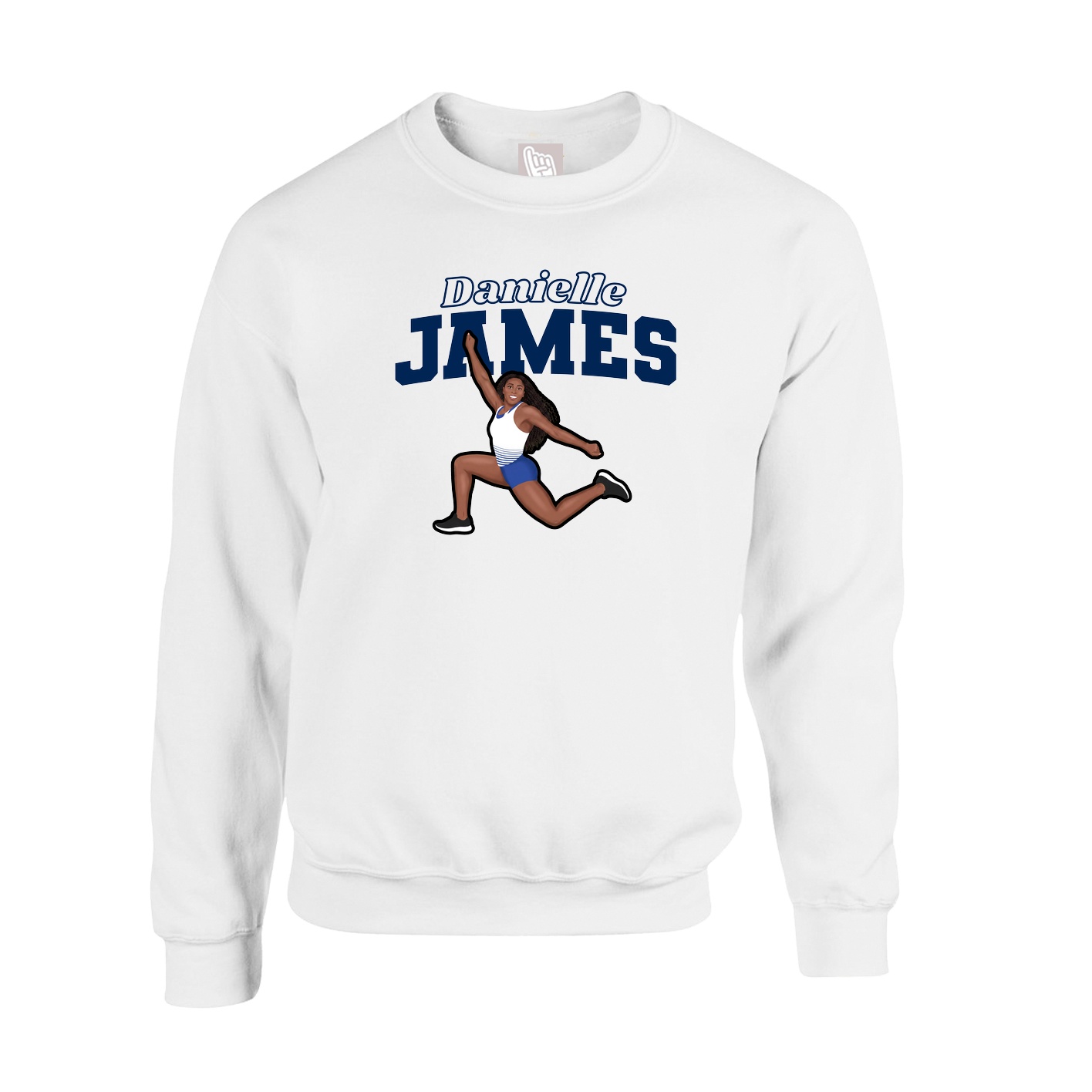 Fleece Crew — Name Arch in White