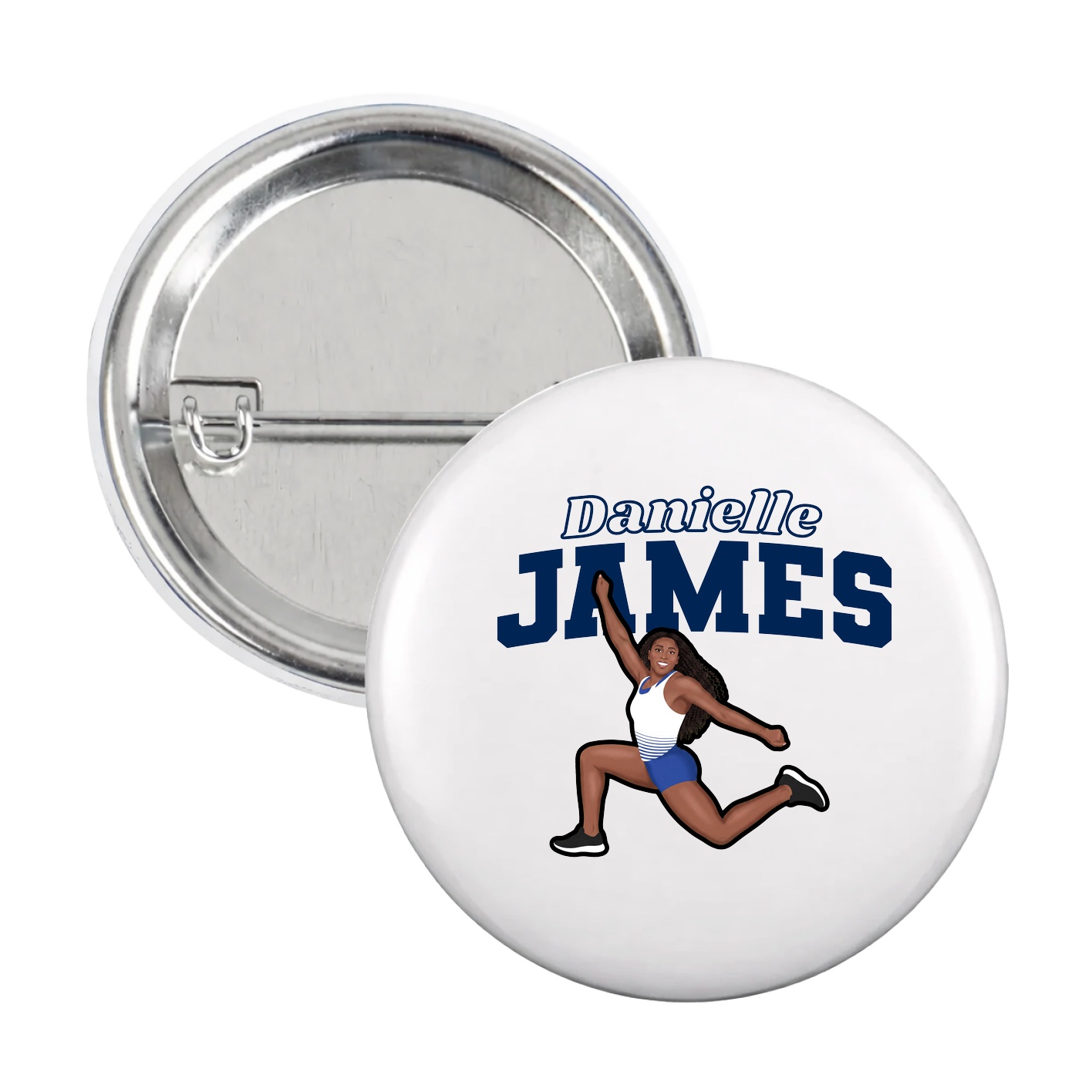 Game Day Button — Name Arch in White