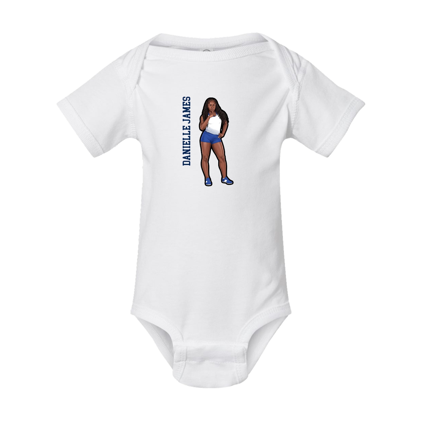 Baby Onesie — Name Vertical in White
