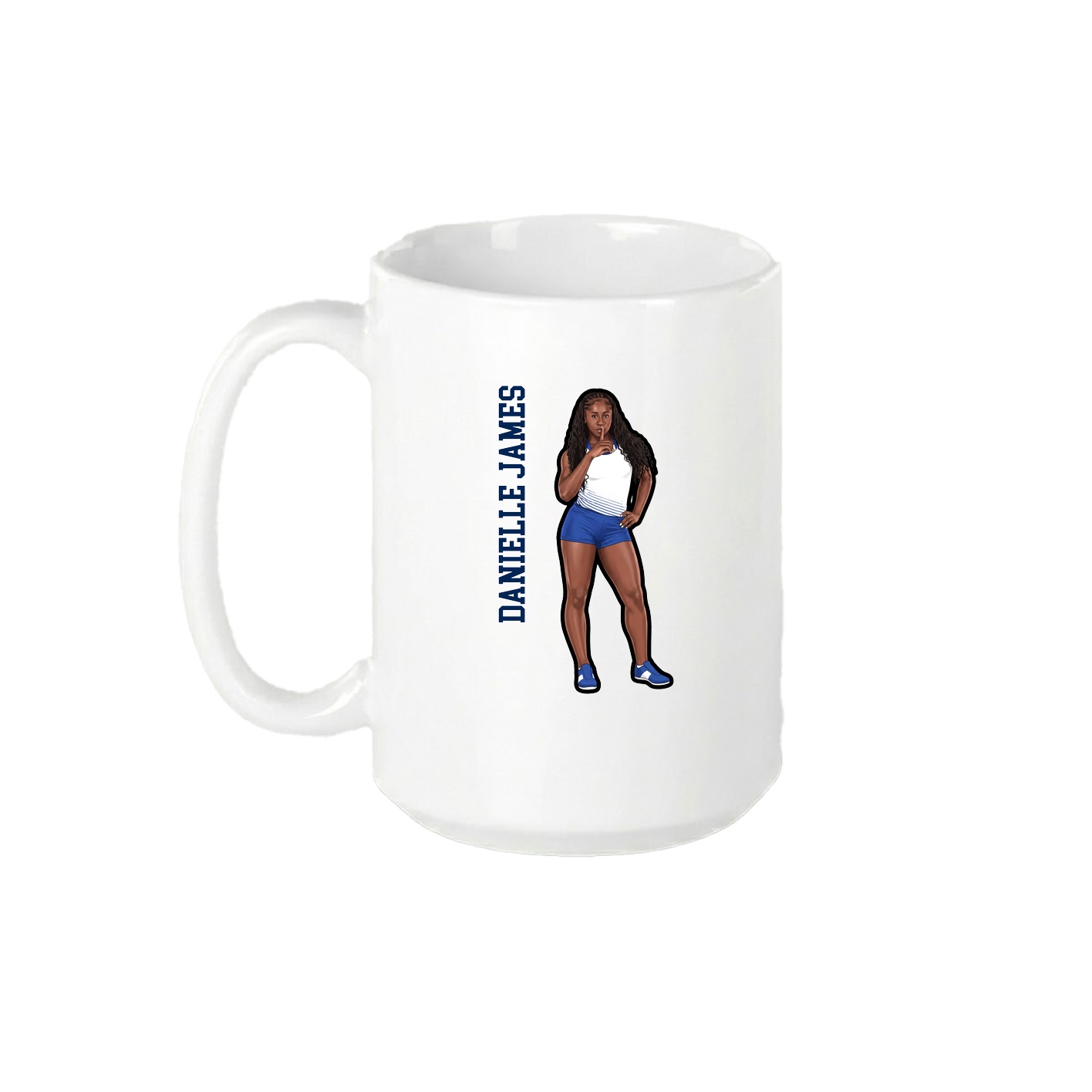 15oz Coffee Mug — Name Vertical in White