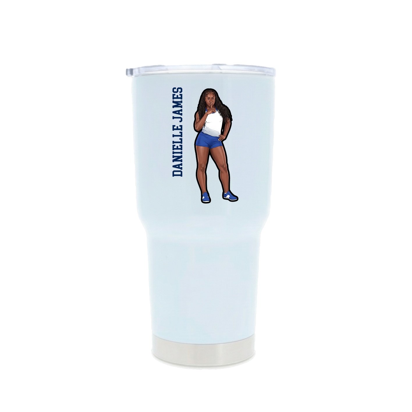 30oz Stainless Steel Tumbler — Name Vertical in White