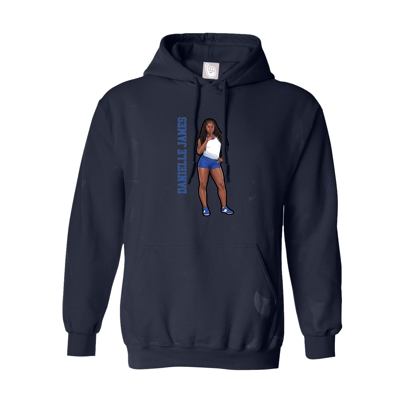 Hoodie — Name Vertical in Navy