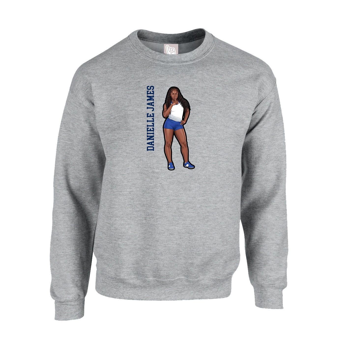 Fleece Crew — Name Vertical in Grey