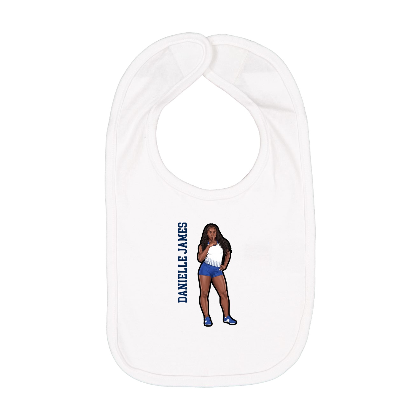 Infant Bib — Name Vertical in White