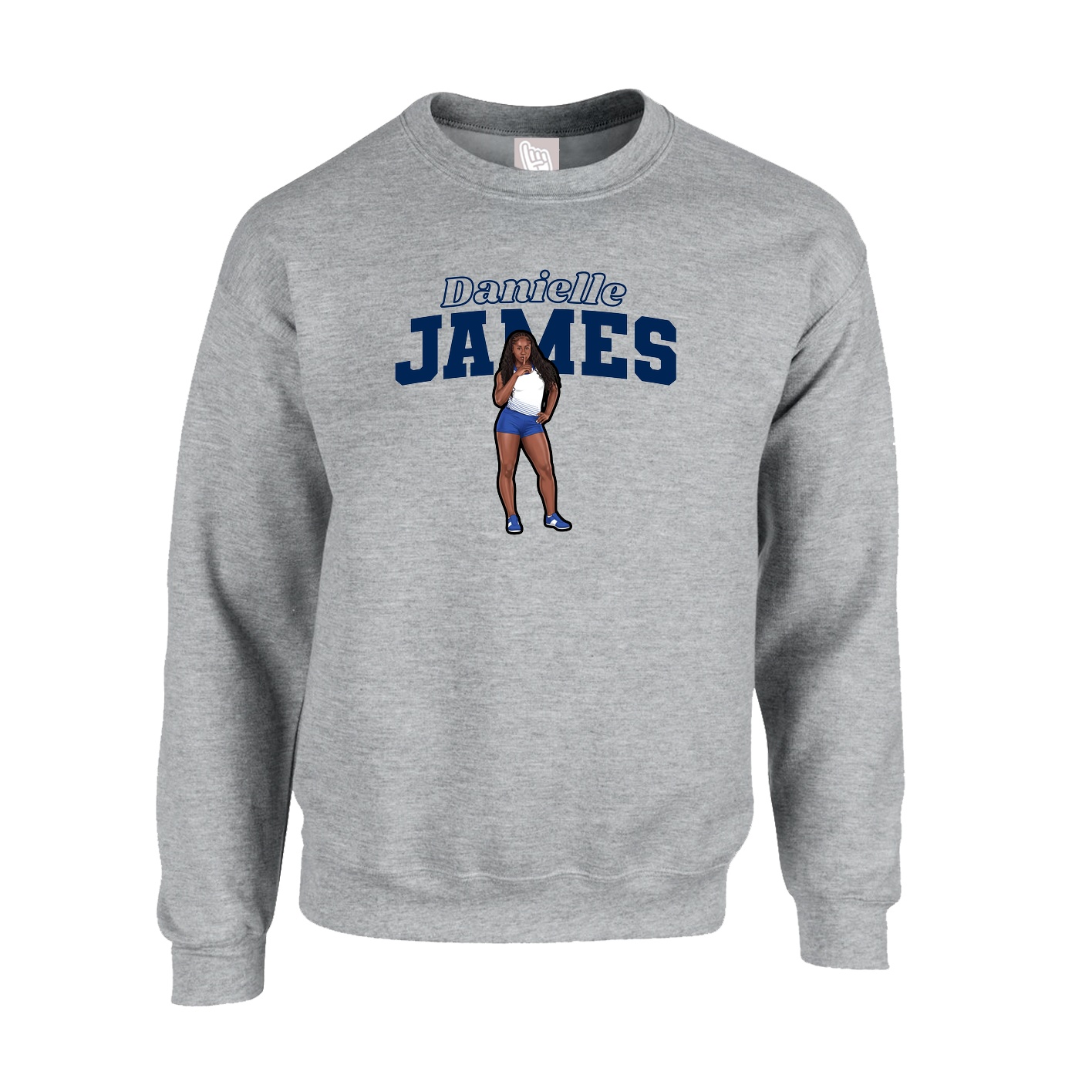 Fleece Crew — Name Arch in Grey