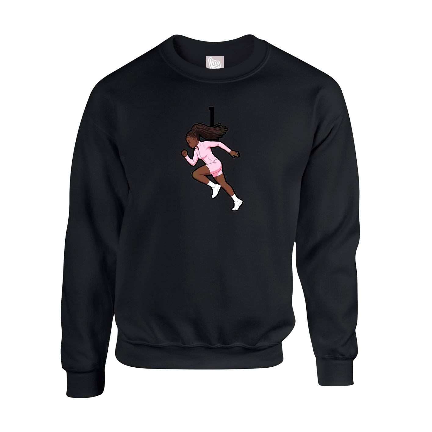 Fleece Crew — Number Top in Black
