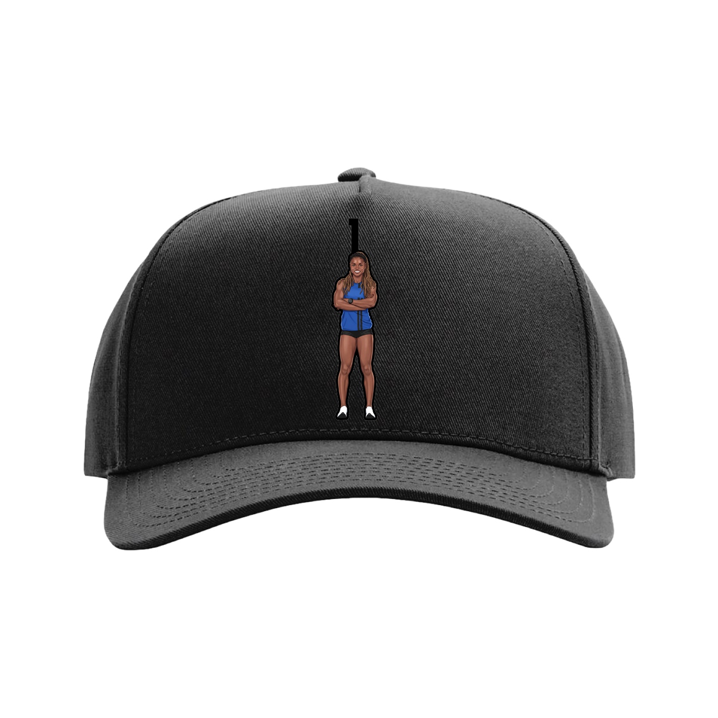 Full Fabric Five-Panel Champ Cap — Number Top in Black