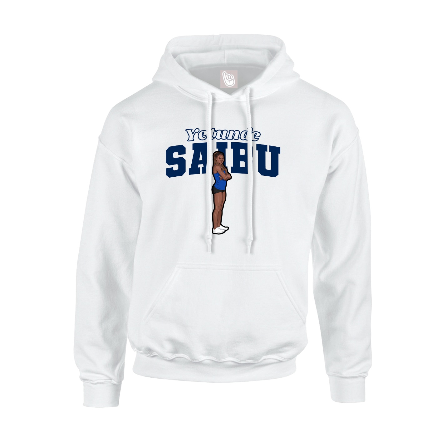 Youth Hoodie — Name Arch in White