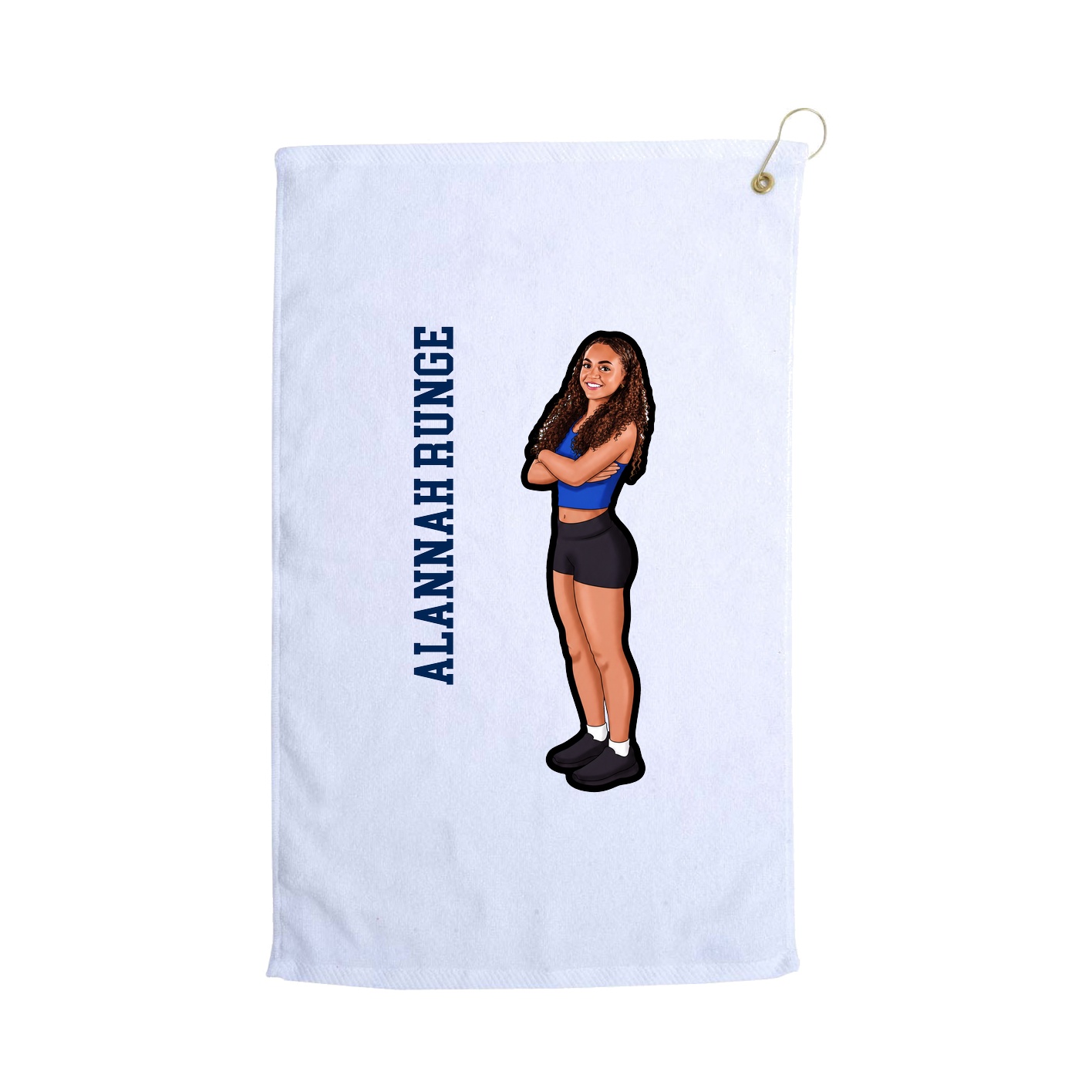 Golf Towel — Name Vertical in White
