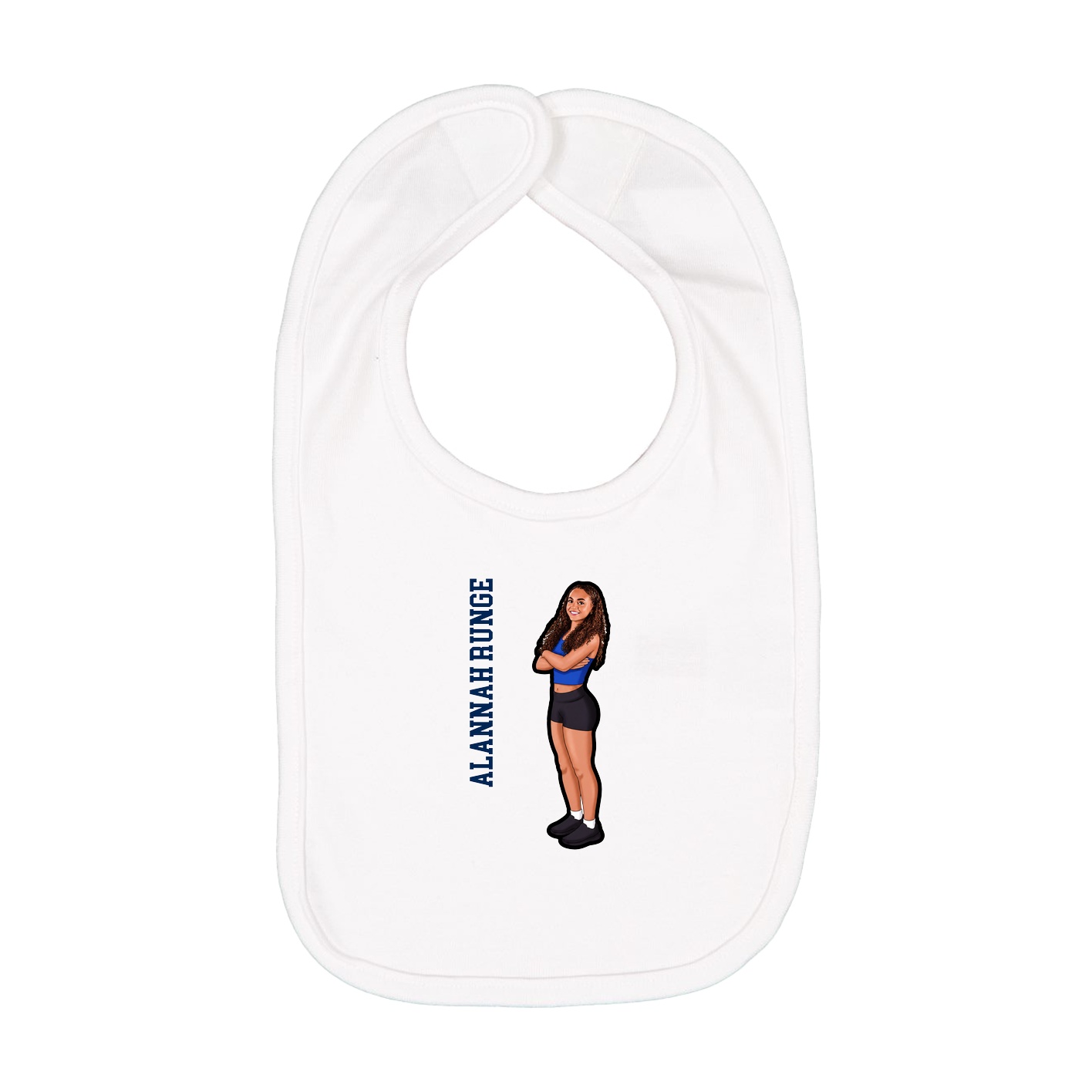 Infant Bib — Name Vertical in White
