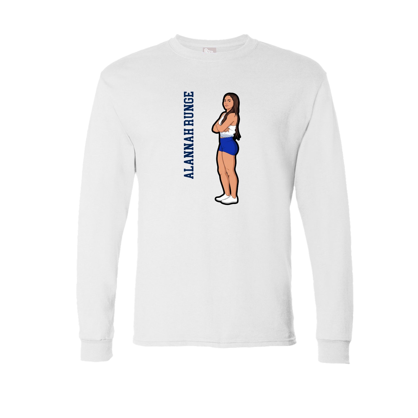 Long Sleeve Tee — Name Vertical in White