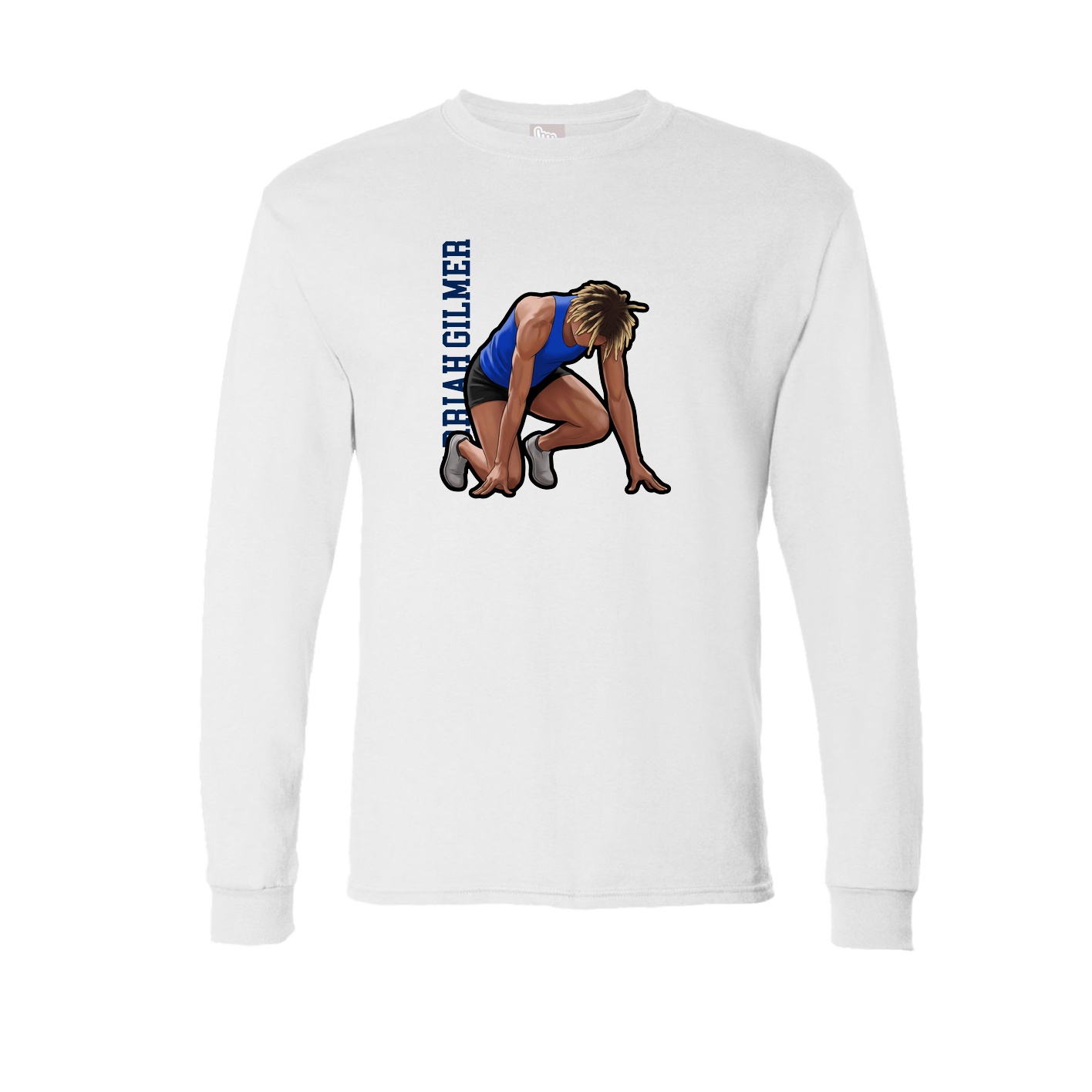 Long Sleeve Tee — Name Vertical in White