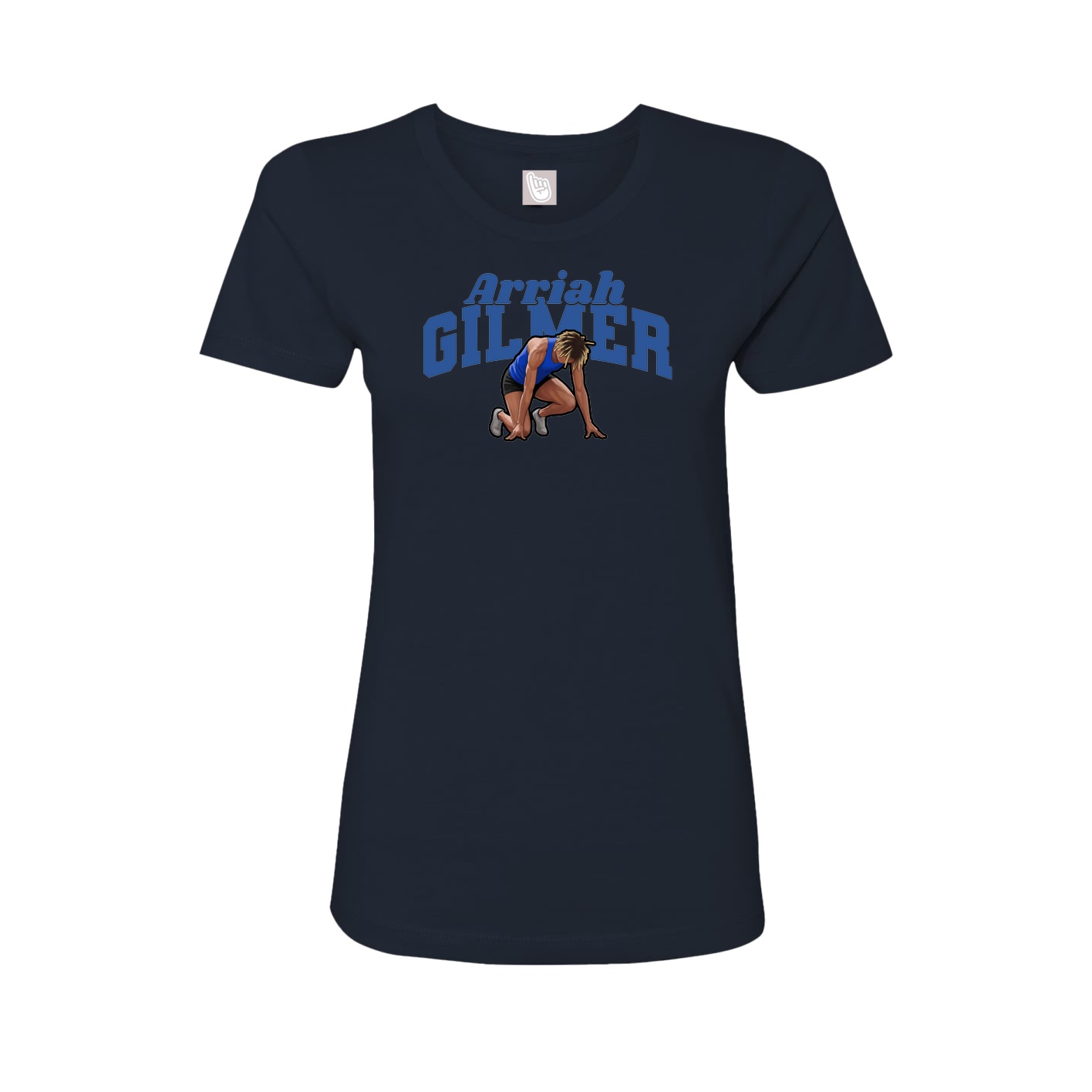 Fitted Women's Tee — Signature Arch in Navy