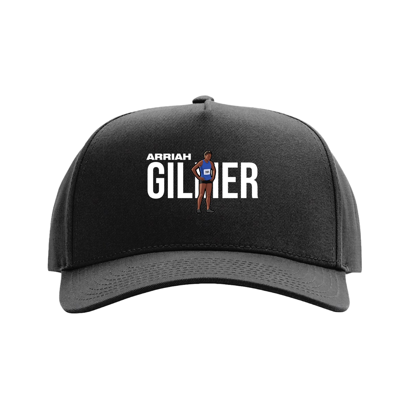 Full Fabric Five-Panel Champ Cap — Player Name in Black