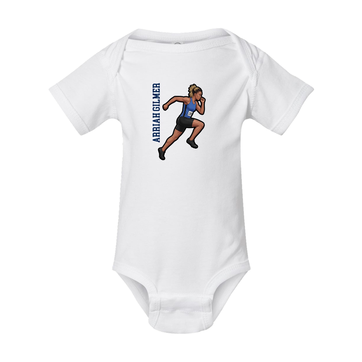 Baby Onesie — Name Vertical in White
