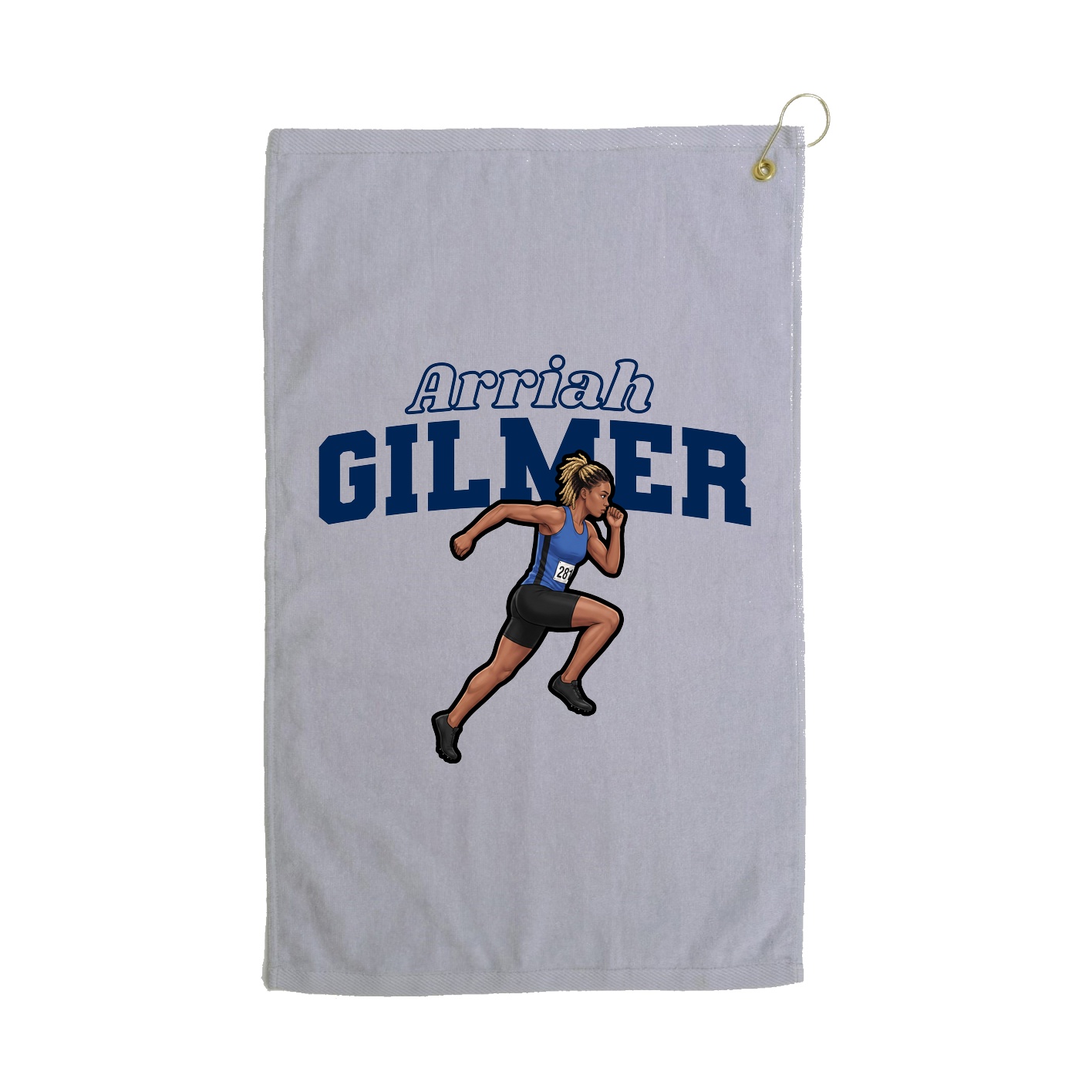 Golf Towel — Name Arch in Grey