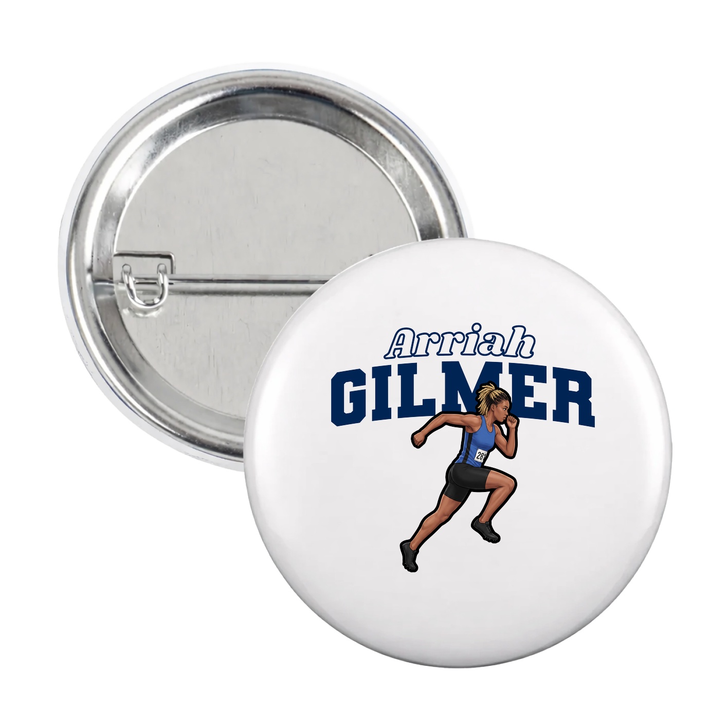 Game Day Button — Name Arch in White