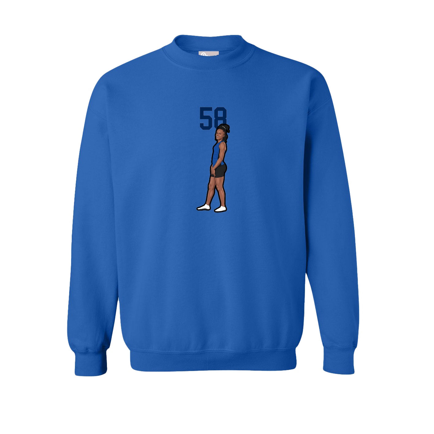 Fleece Crew — Number Top in Royal