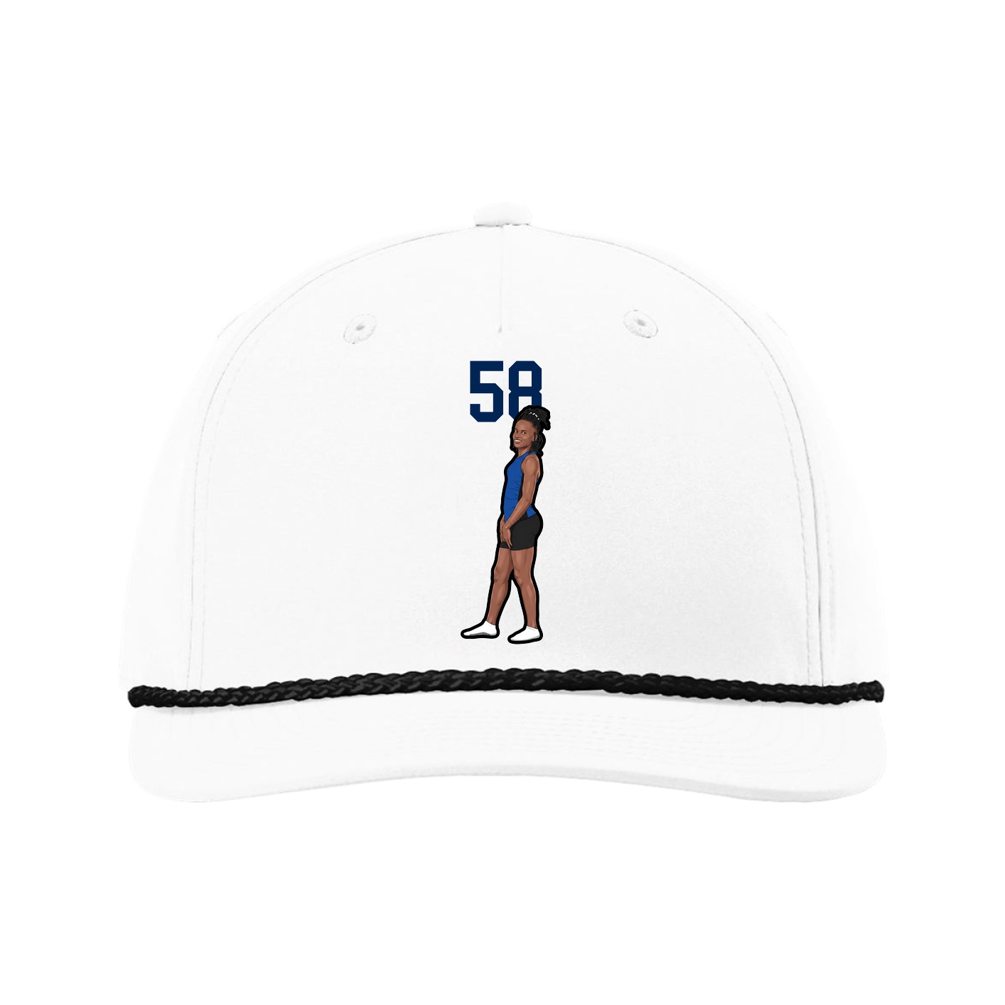 Five-Panel Classic Rope Cap — Number Top in White