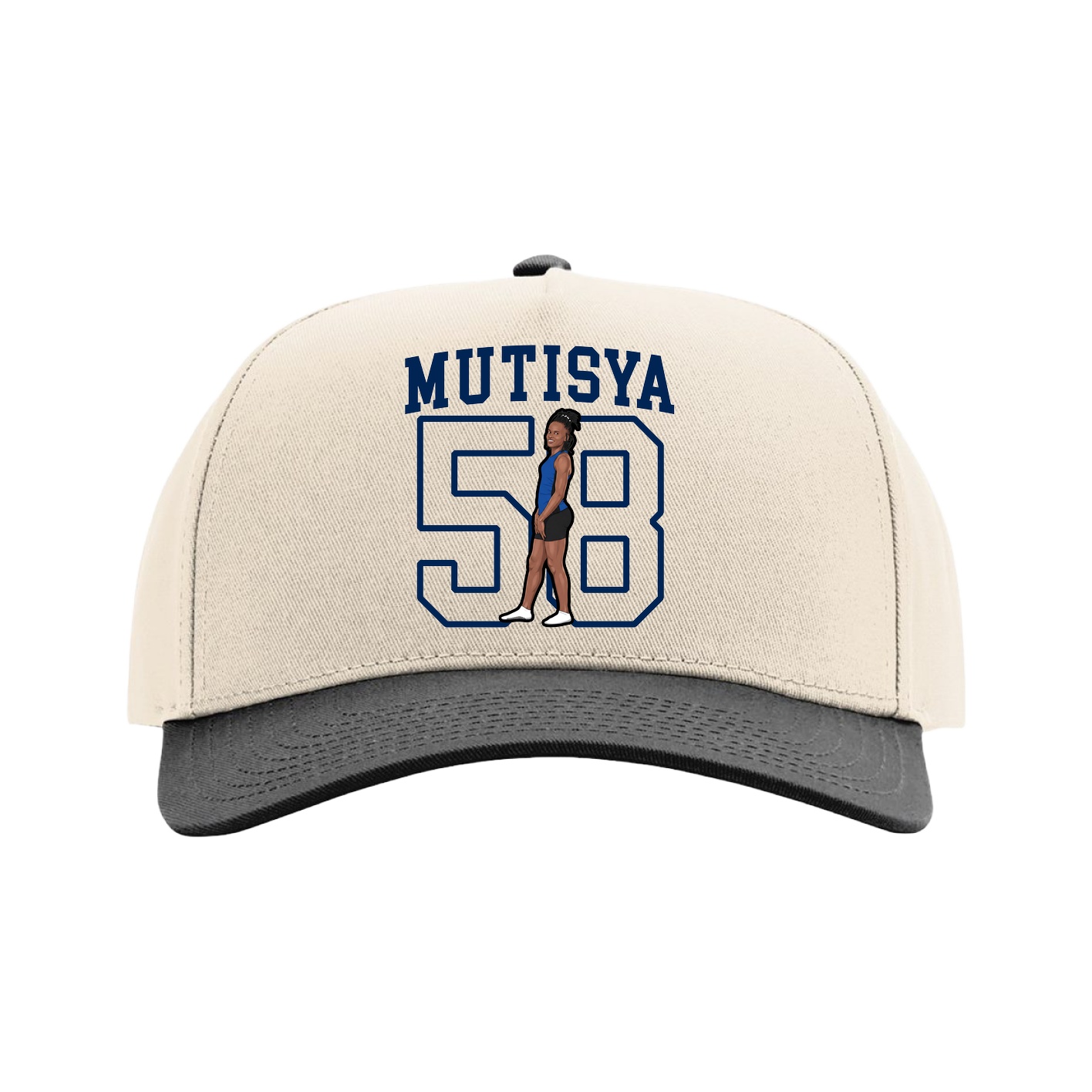 Full Fabric Five-Panel Champ Cap — Shirsey in Cream/Black