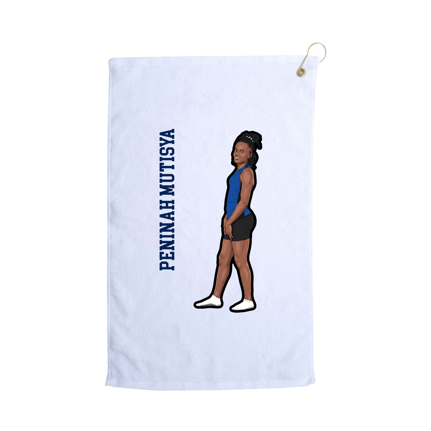 Golf Towel — Name Vertical in White