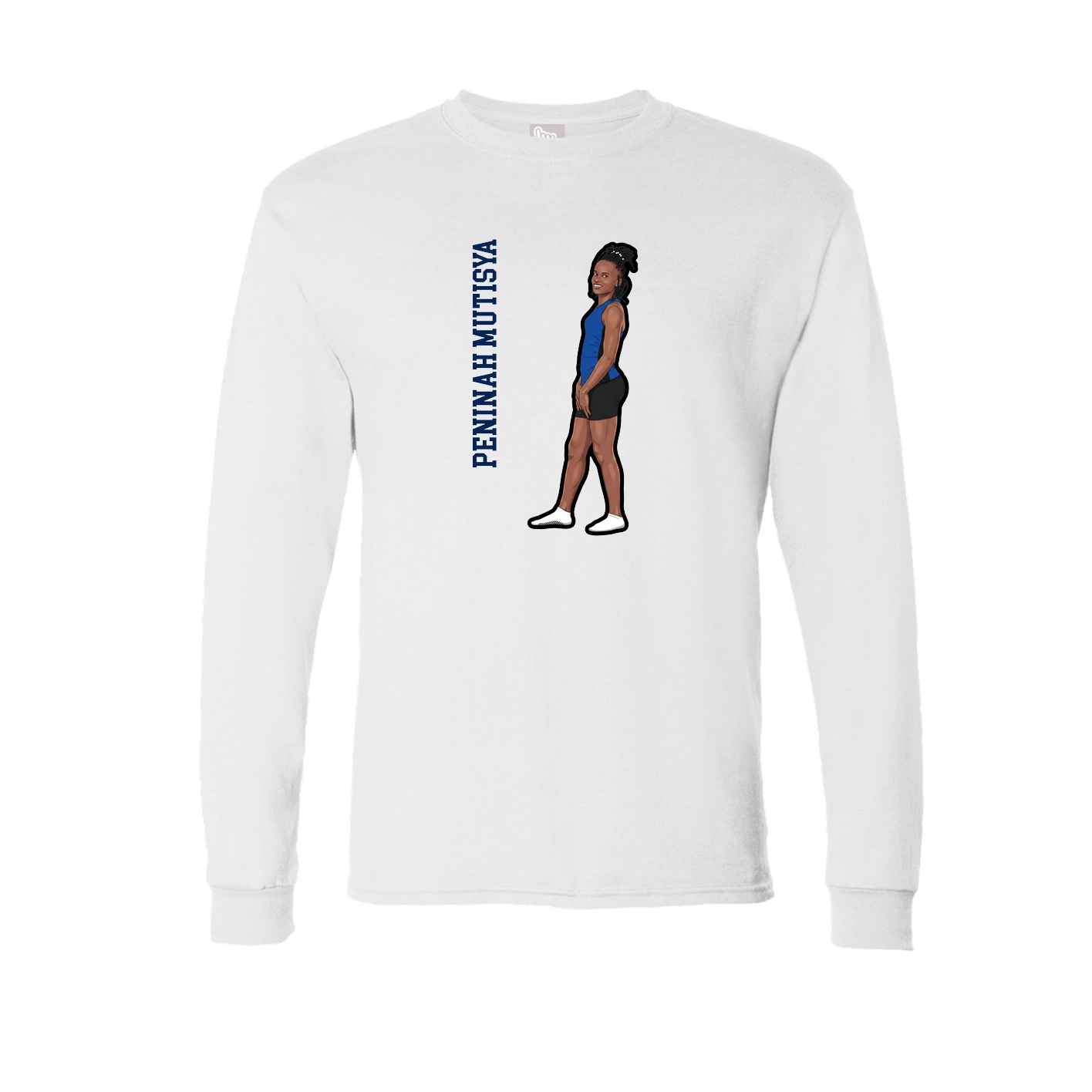 Long Sleeve Tee — Name Vertical in White