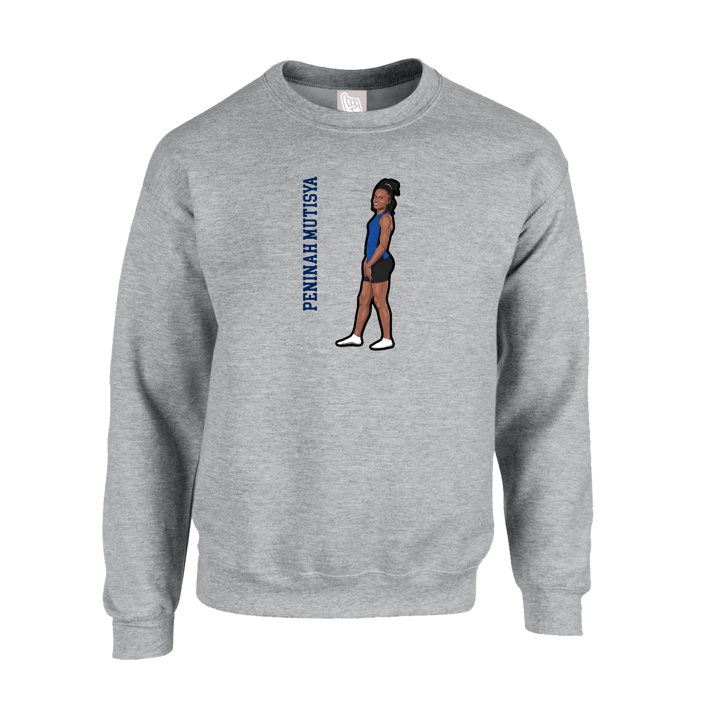 Fleece Crew — Name Vertical in Grey