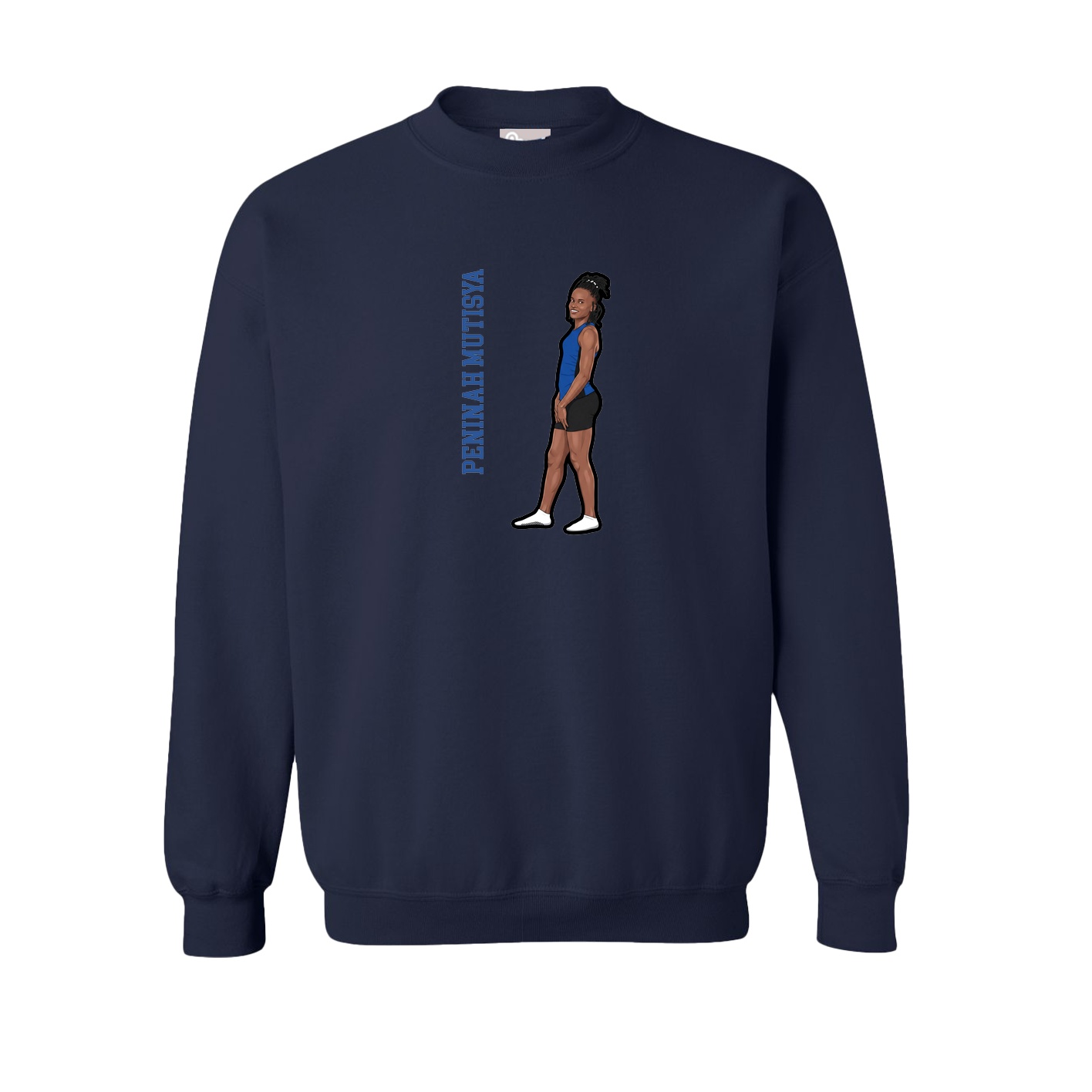 Fleece Crew — Name Vertical in Navy