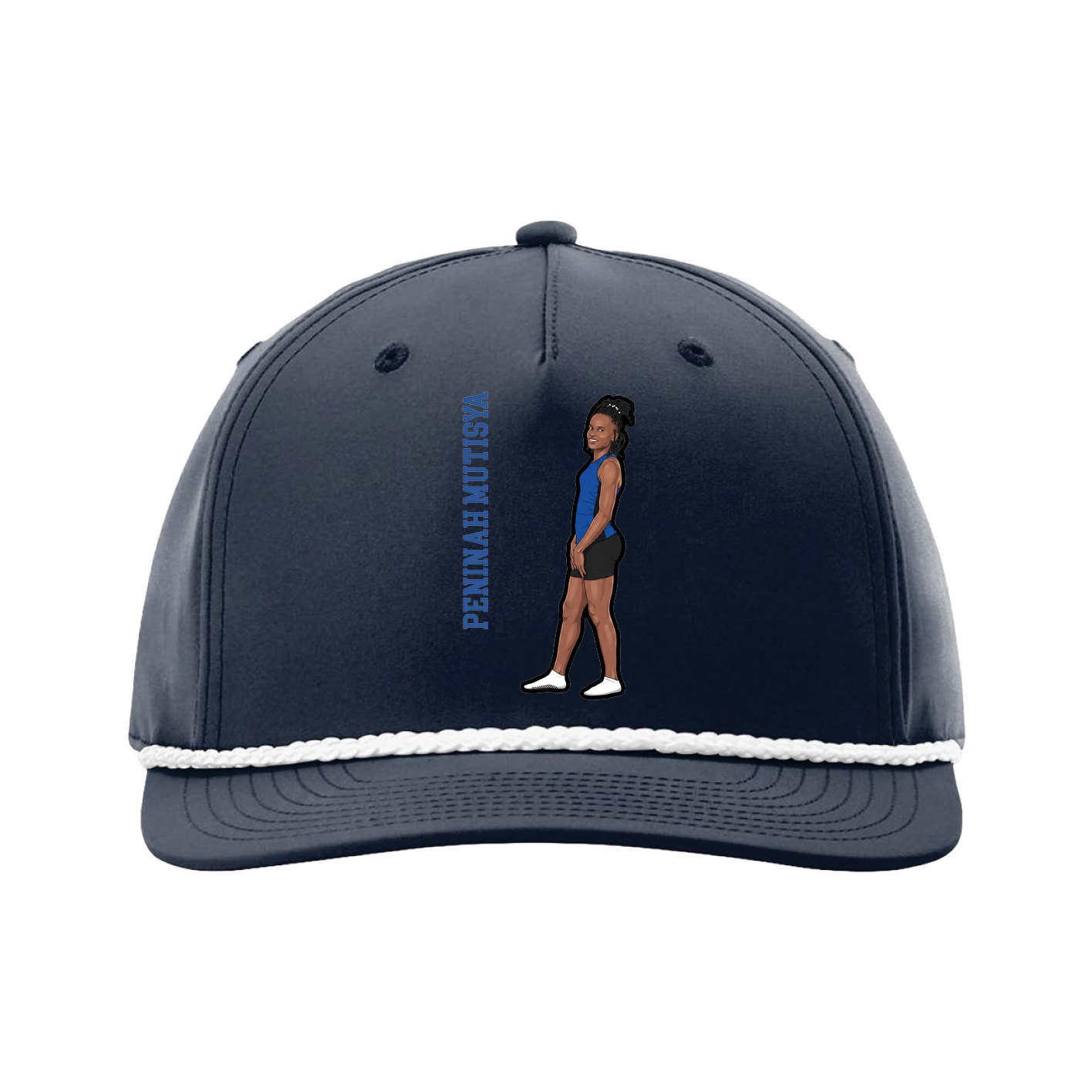Five-Panel Classic Rope Cap — Name Vertical in Navy