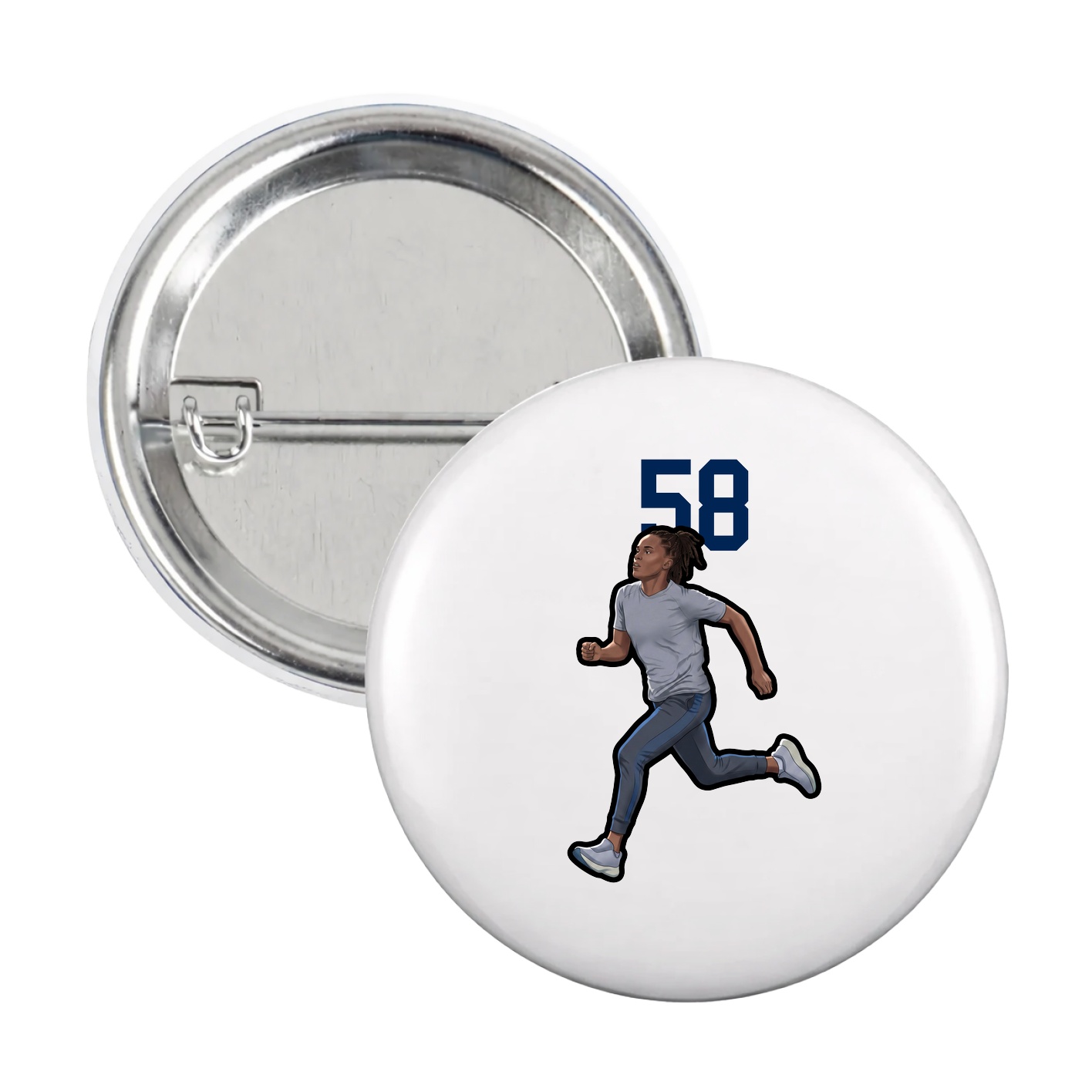 Game Day Button — Number Top in White