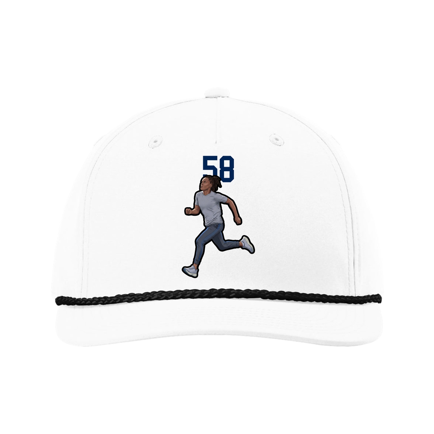 Five-Panel Classic Rope Cap — Number Top in White