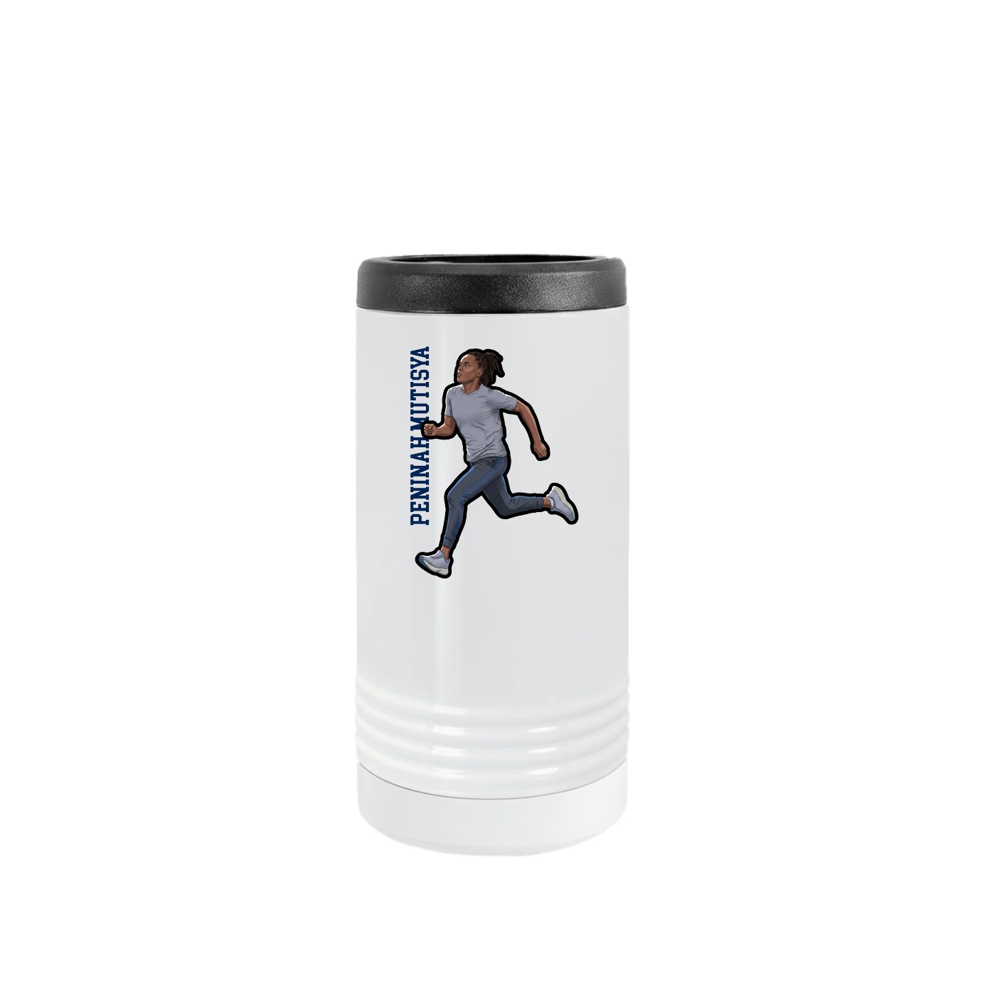 Slim Beverage Holder — Name Vertical in White