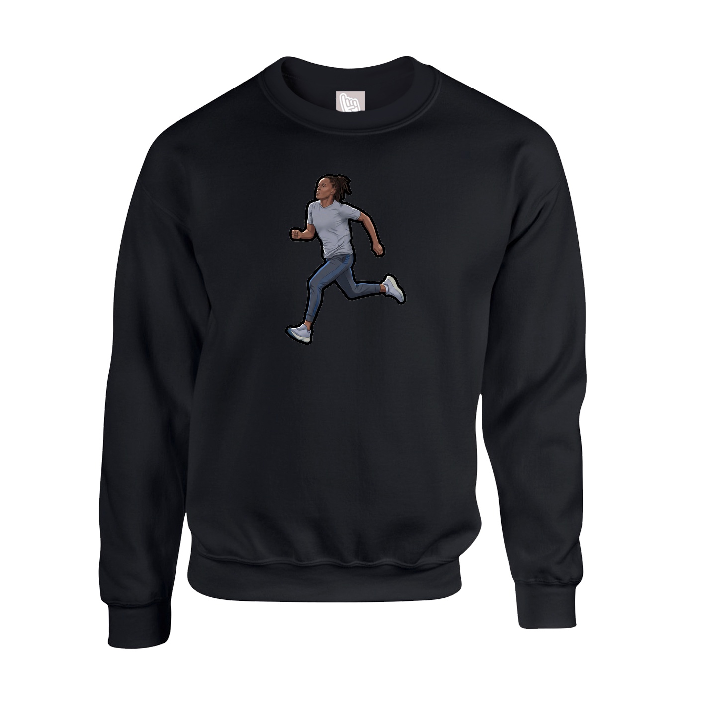 Fleece Crew — Name Vertical in Black