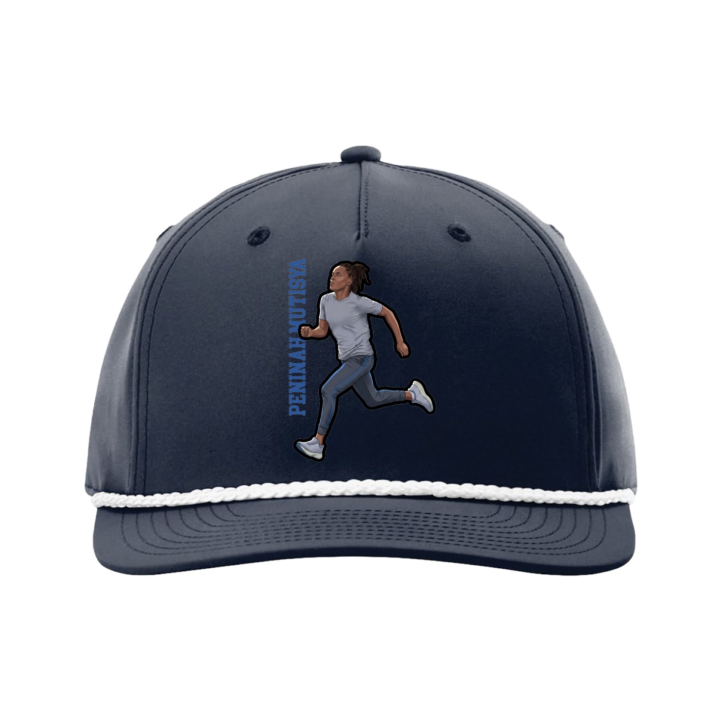 Five-Panel Classic Rope Cap — Name Vertical in Navy