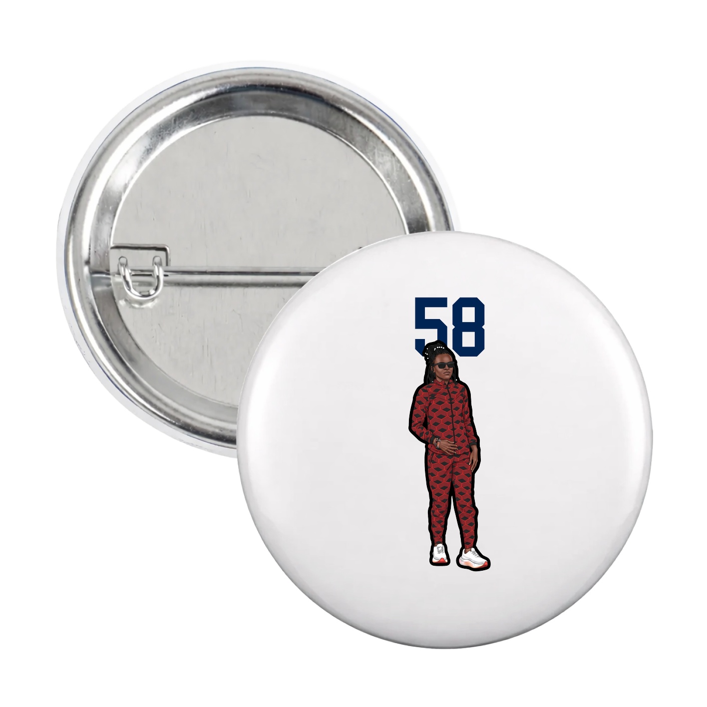 Game Day Button — Number Top in White