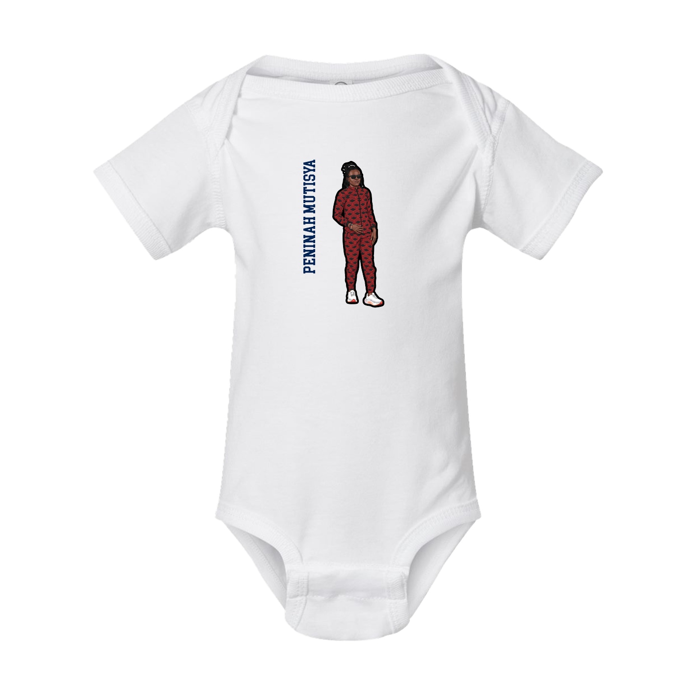 Baby Onesie — Name Vertical in White