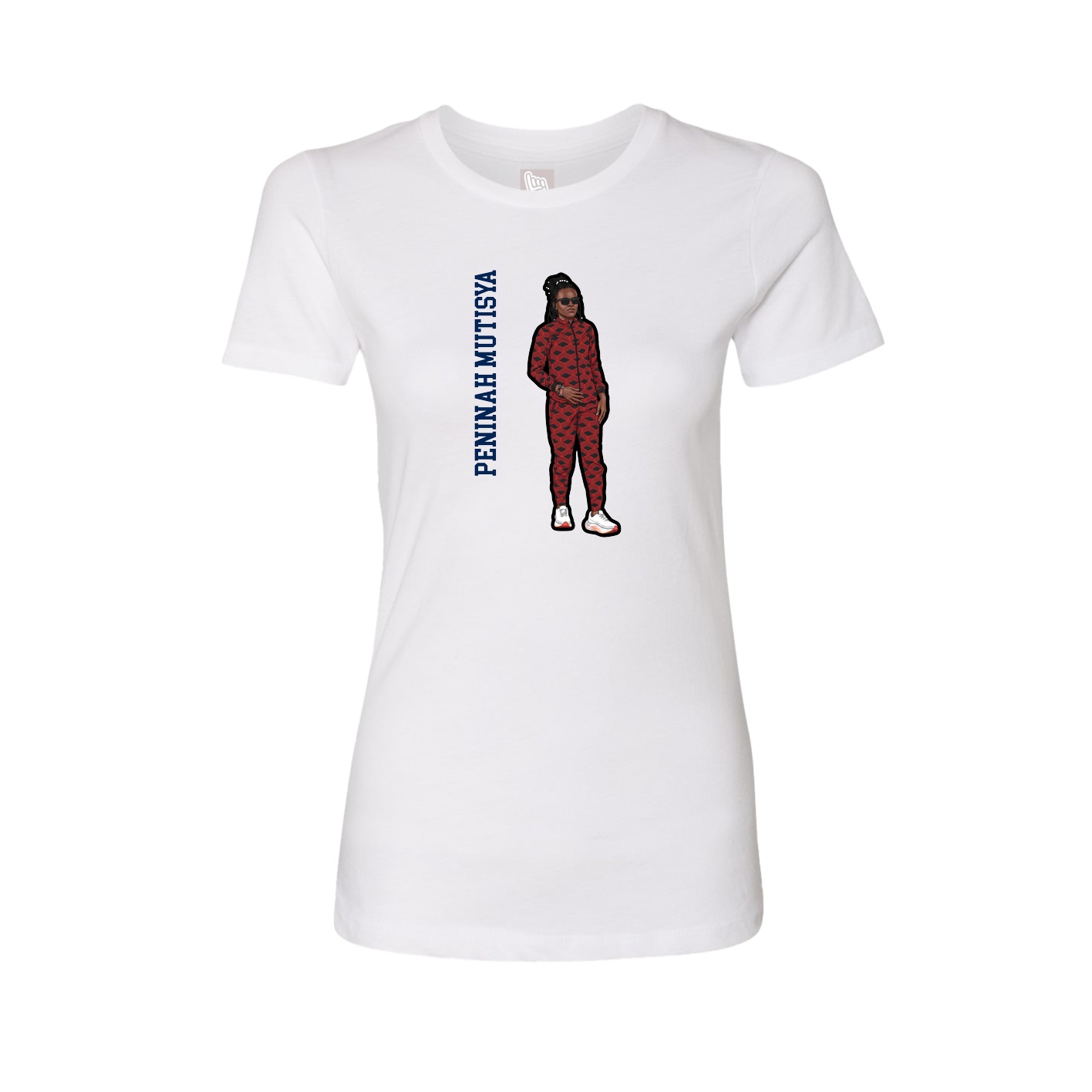 Womens Tee — Name Vertical in White