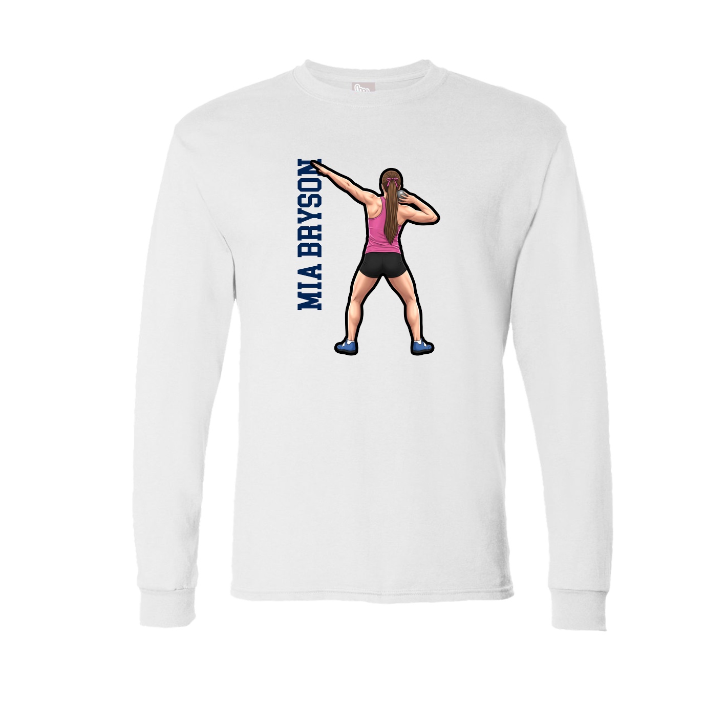 Long Sleeve Tee — Name Vertical in White