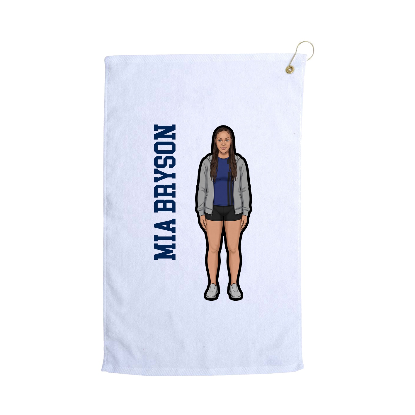 Golf Towel — Name Vertical in White