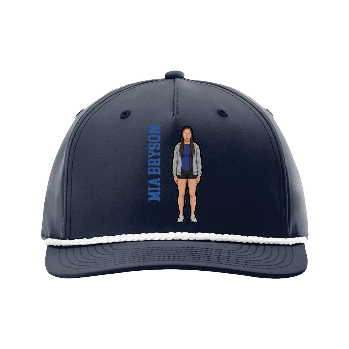 Five-Panel Classic Rope Cap — Name Vertical in Navy