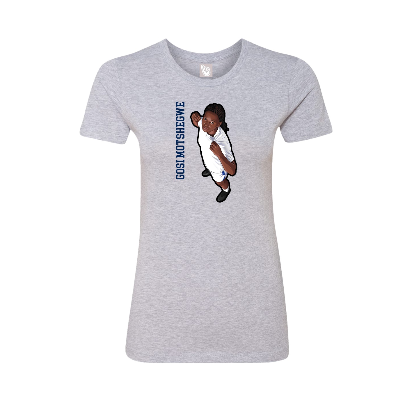 Fitted Women's Tee — Name Vertical in Grey