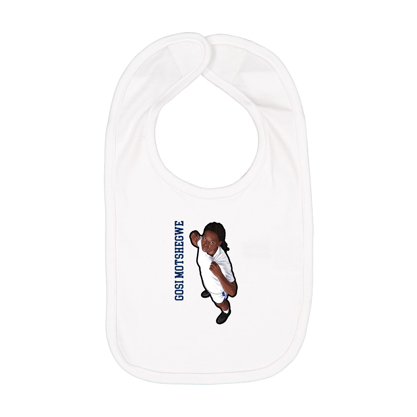 Infant Bib — Name Vertical in White