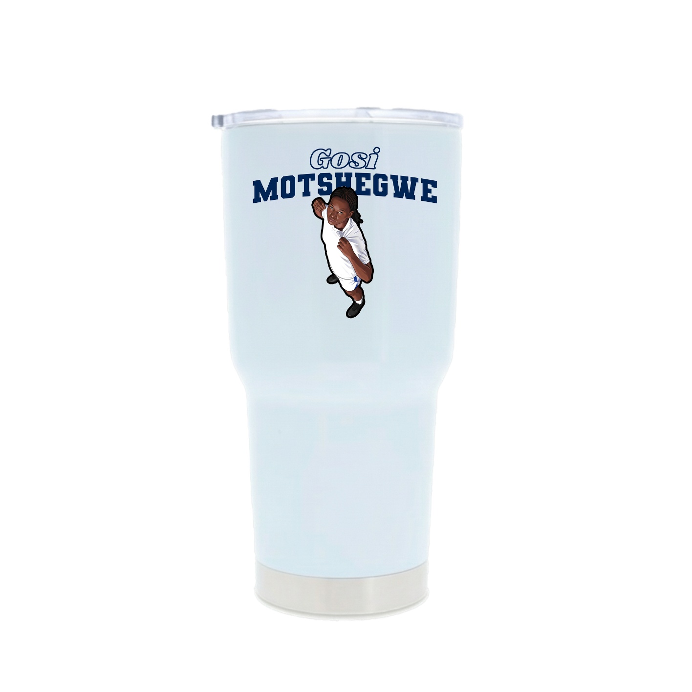 30oz Stainless Steel Tumbler — Name Arch in White