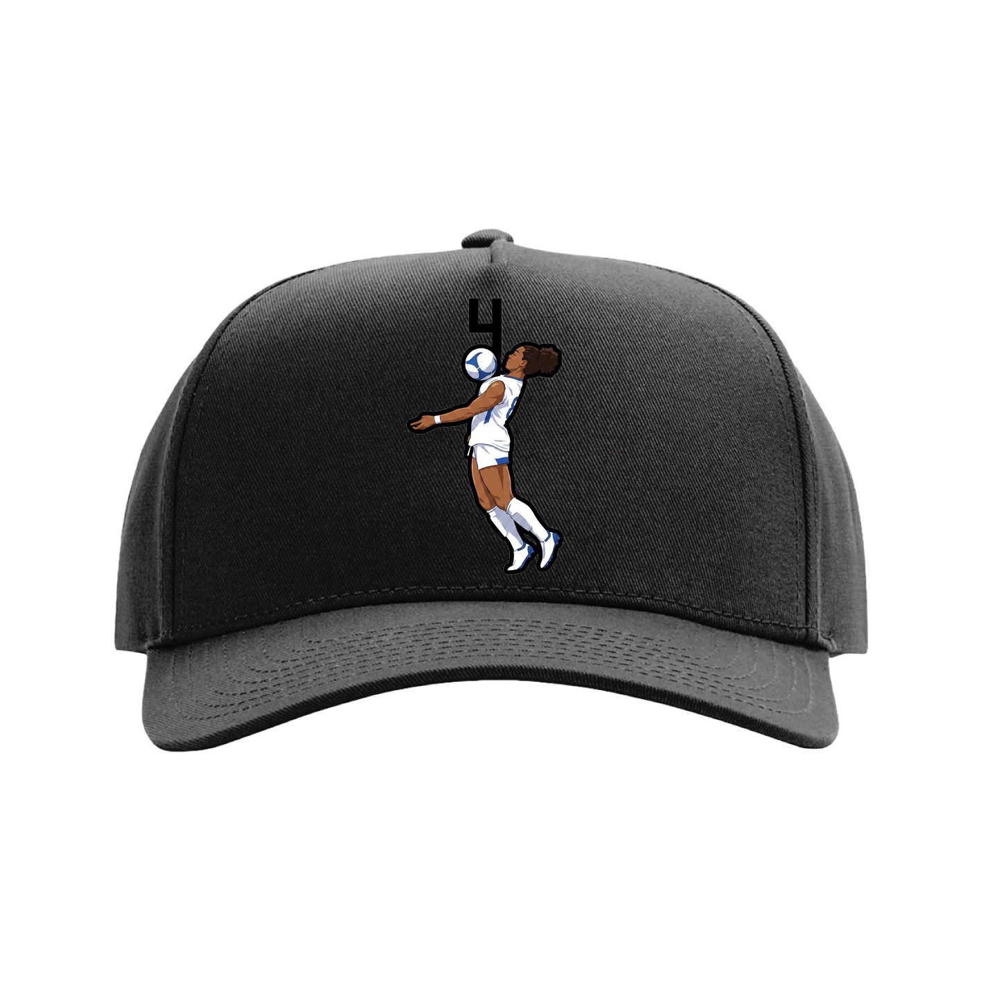 Full Fabric Five-Panel Champ Cap — Number Top in Black