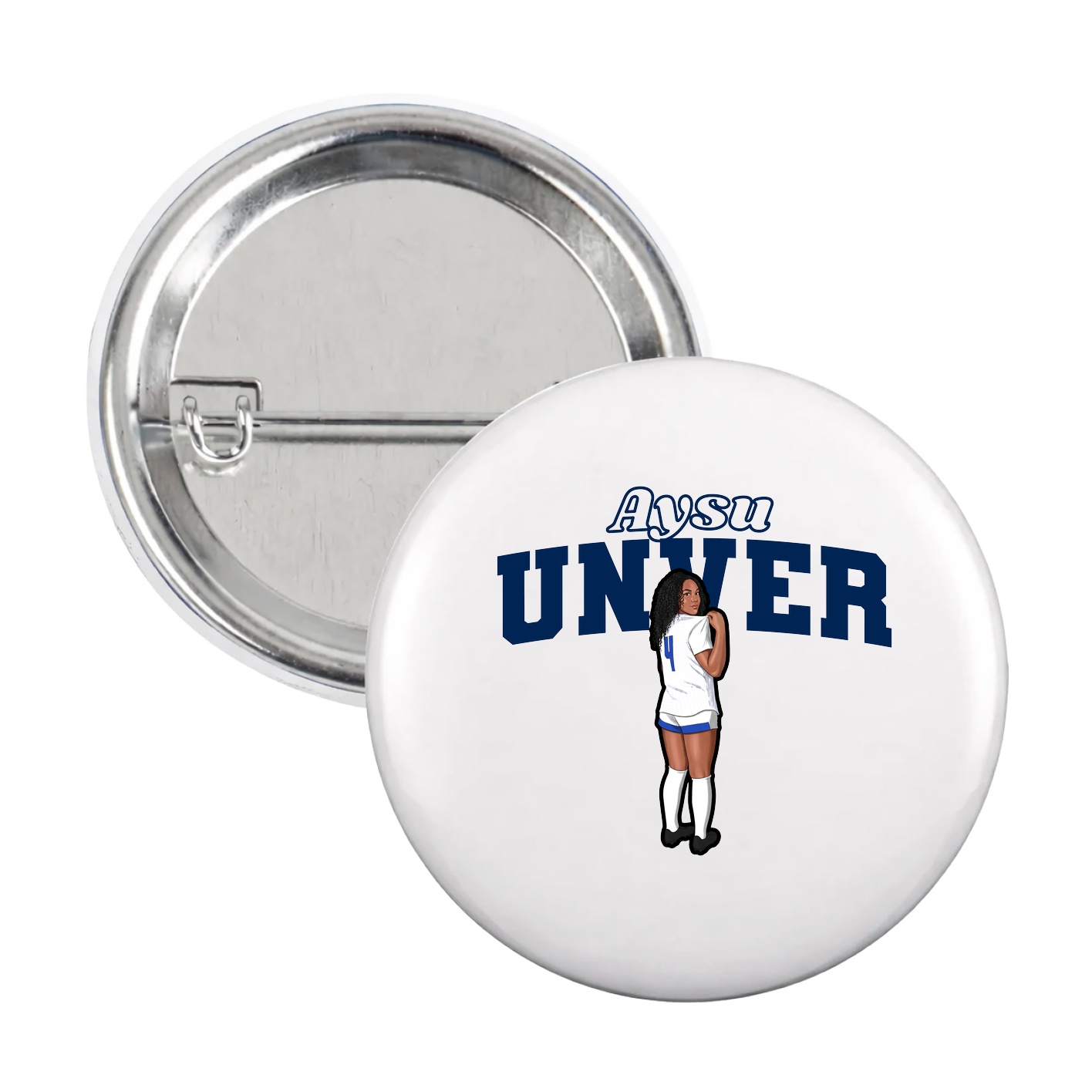 Game Day Button — Name Arch in White
