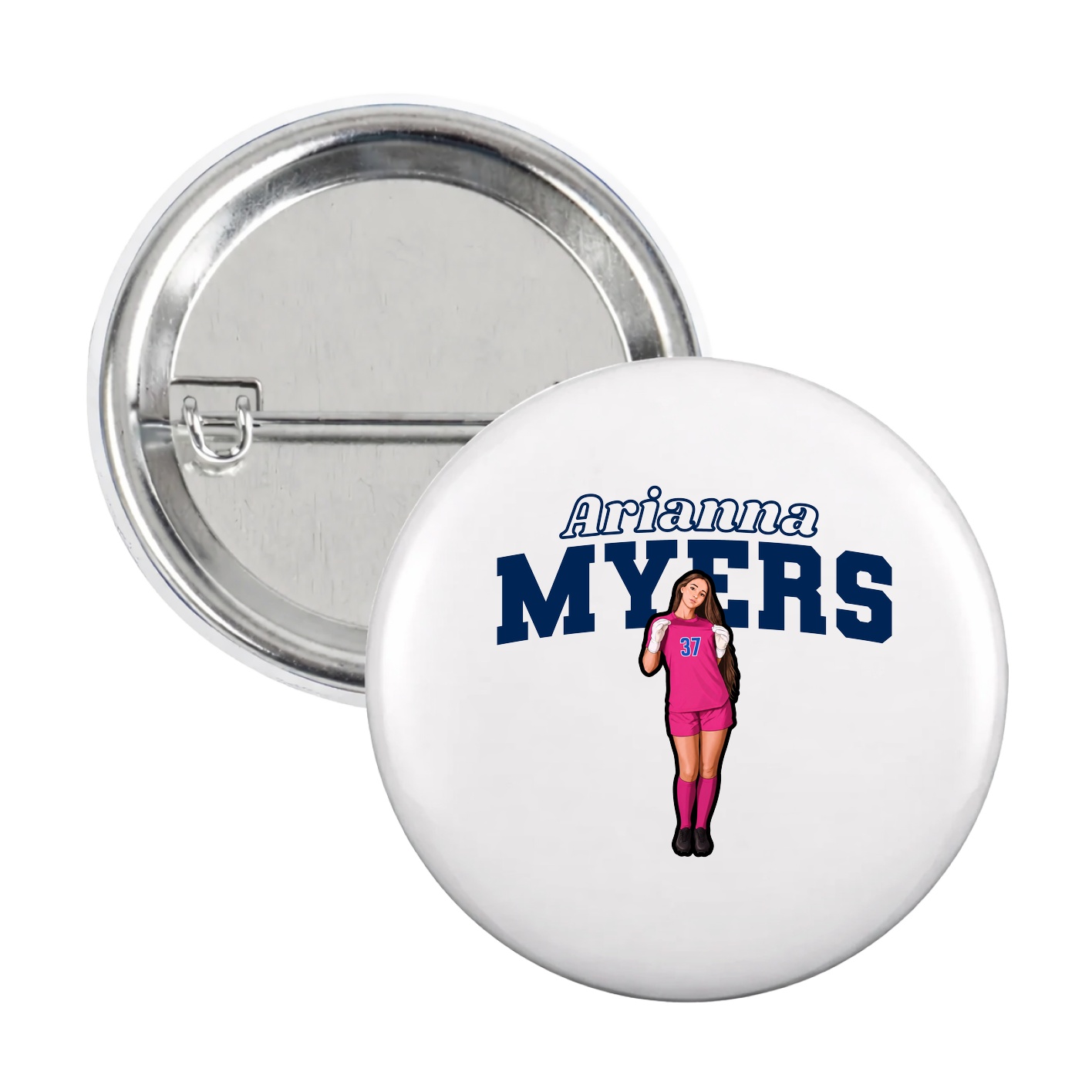 Game Day Button — Name Arch in White