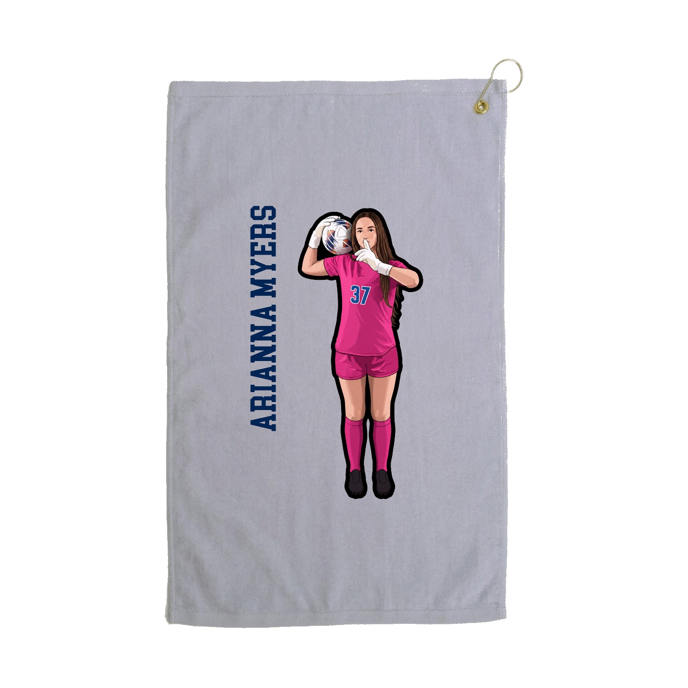 Golf Towel — Name Vertical in Grey
